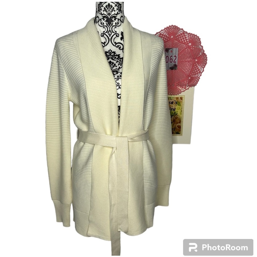 NWT Eileen Fisher Butter Long Knit Cardigan with Belt Size Large - Picture 1 of 11